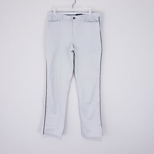 Lands End Khaki Chino Pants Size 12 Navy Blue Side Stripe Slim Leg Straight L